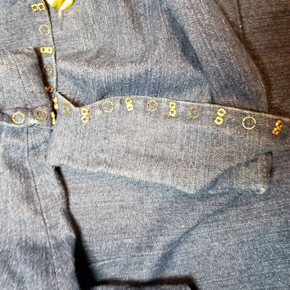 Odeliah Denim Blue Jacket Womens Plus Size 24W Bronze Metal Accents Vtg Retro - Picture 5 of 7